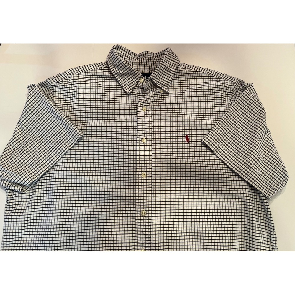 Ralph Lauren Men's Classic Fit Short Sleeve Button Up Shirt Blue White Size XL‎